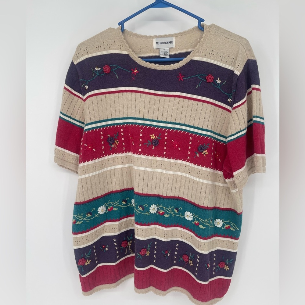 Alfred Dunner Multicolor Floral Knit Top